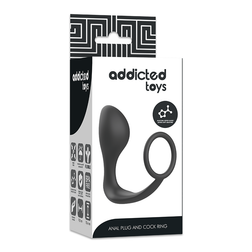 Plug anal avec cockring intégré silicone — texture visible