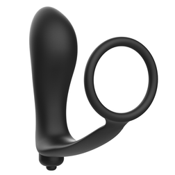 Plug vibrant prostate + cockring silicone — vue de profil