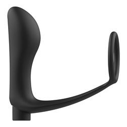 Vibrating cock ring with rechargeable remote-controlled anal plug — detailed view