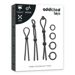 Kit 7 cockrings lassos et anneaux silicone noir — autre angle